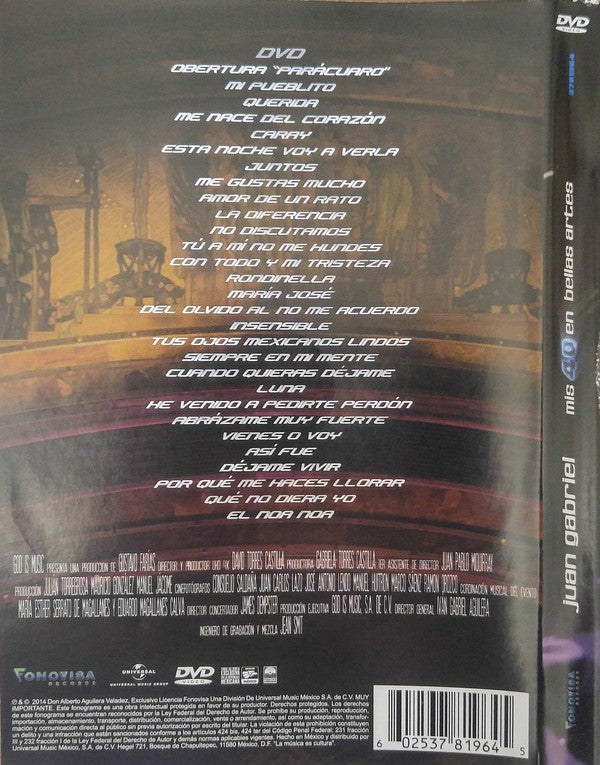 DVD Juan Gabriel ‎– Mis 40 En Bellas Artes