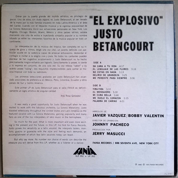LP Justo Betancourt ‎– El Explosivo
