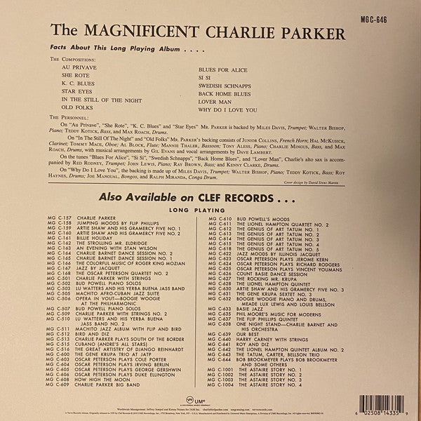 LP Charlie Parker ‎– The Magnificent Charlie Parker