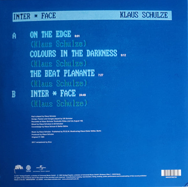 LP Klaus Schulze – Inter * Face