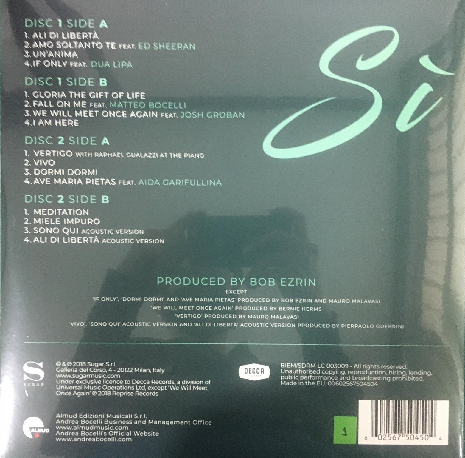 LP X2 Andrea Bocelli ‎– Si