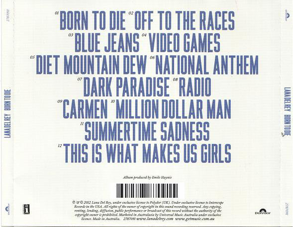 CD Lana Del Rey ‎– Born To Die