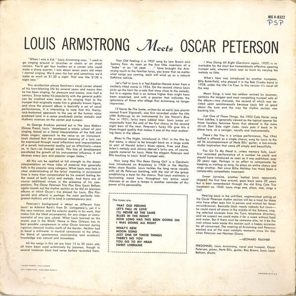 LP Louis Armstrong, Oscar Peterson ‎– Louis Armstrong Meets Oscar Peterson