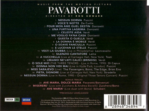 CD Luciano Pavarotti ‎– Pavarotti (Music From The Motion Picture )