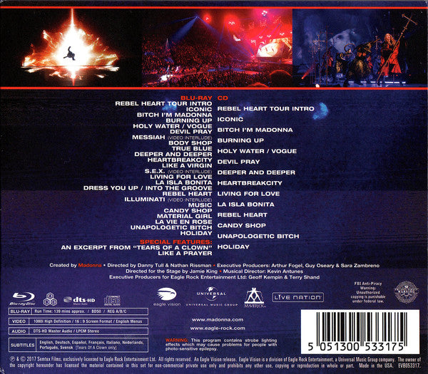 CD + Blu Ray Madonna ‎– Rebel Heart Tour
