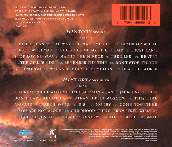 CDX2 Michael Jackson ‎– History - Past, Present And Future - Book I