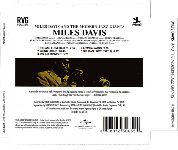 CD Miles Davis – Miles Davis And The Modern Jazz Giants