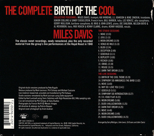 CD Miles Davis ‎– The Complete Birth Of The Co