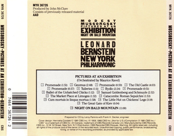 CD Mussorgsky: Bernstein, New York Philharmonic – Pictures