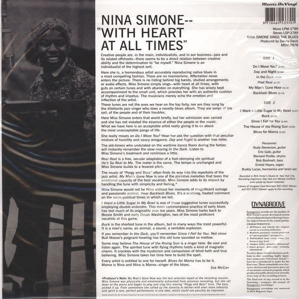 LP Nina Simone ‎– Nina Simone Sings The Blues