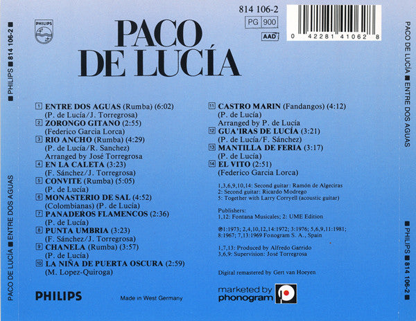 CD Paco De Lucía ‎– Entre Dos Aguas