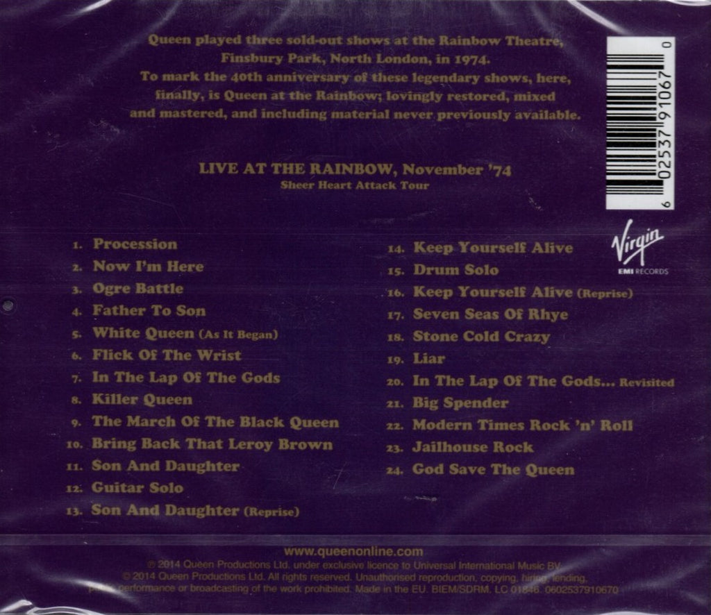 CD Queen – Live At The Rainbow '74