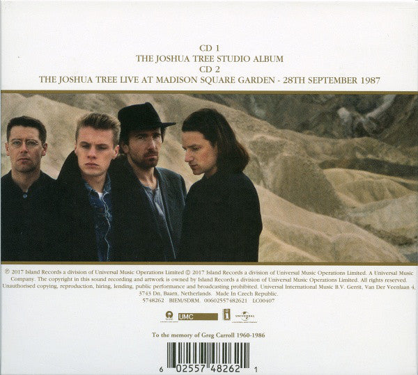 CD x 2  U2 ‎· The Joshua Tree