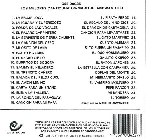 CD  Los Mejores Canticuentos -Marlore Anwandter