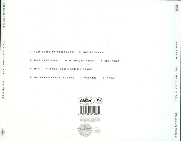 CD Sam Smith‎– The Thrill Of It All