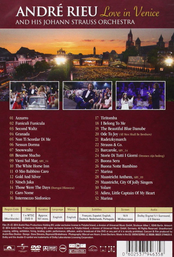 DVD André Rieu & His Johann Strauss Orchestra ‎– Love In Venice: The 10th Anniversary Concert