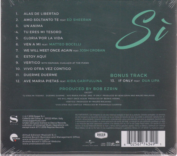 CD Andrea Bocelli ‎– Sí
