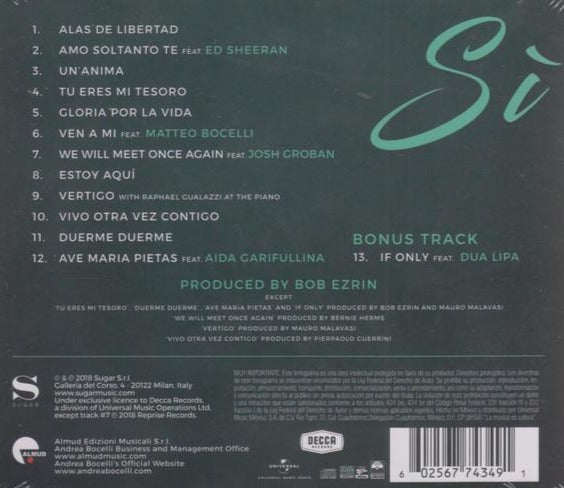CD Andrea Bocelli ‎– Sí