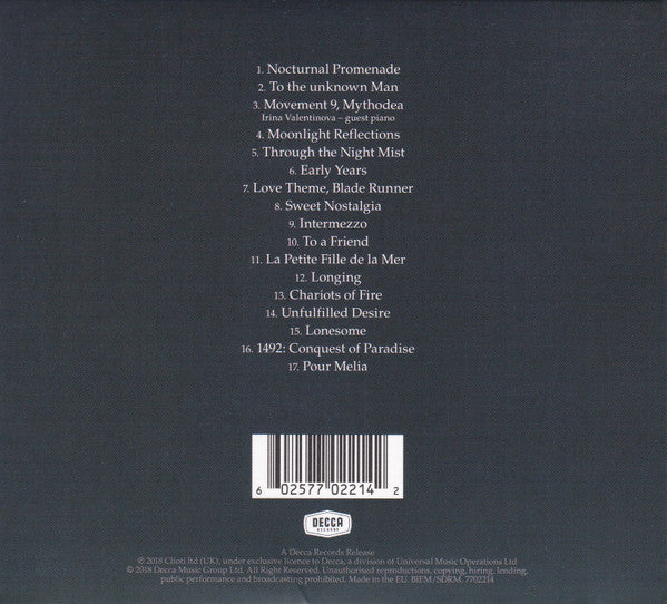 CD Vangelis ‎– Nocturne (The Piano Album)