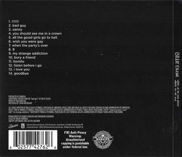 CD Billie Eilish ‎– When We All Fall Asleep, Where Do We Go?