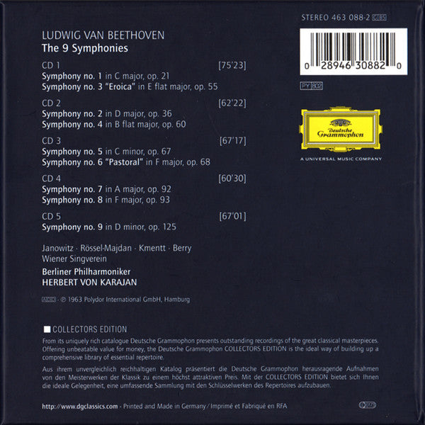 CDX5 Beethoven: Berliner Philharmoniker, Hebert Von Karajan - The 9 Symphonies