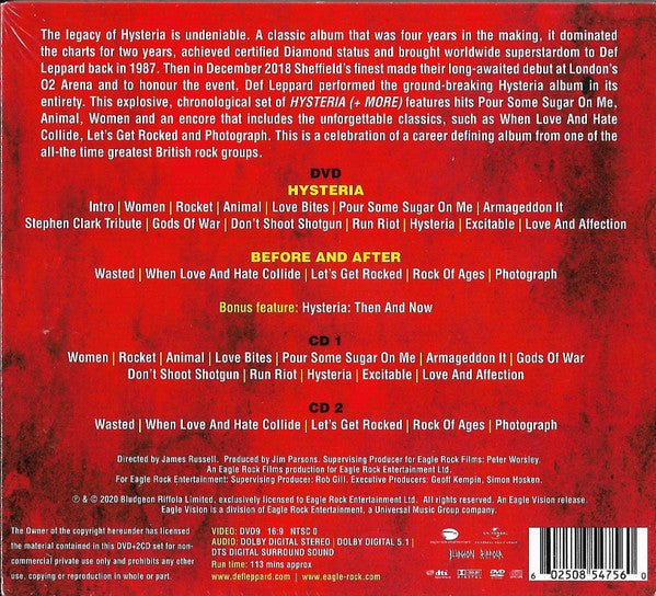CD X2 +DVD Def Leppard ‎– Hysteria At The O2