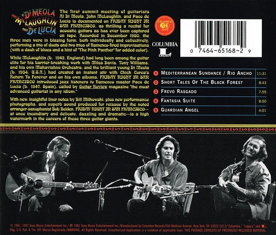 CD Al Di Meola / John McLaughlin / Paco de Lucía – Friday Night In San Francisco