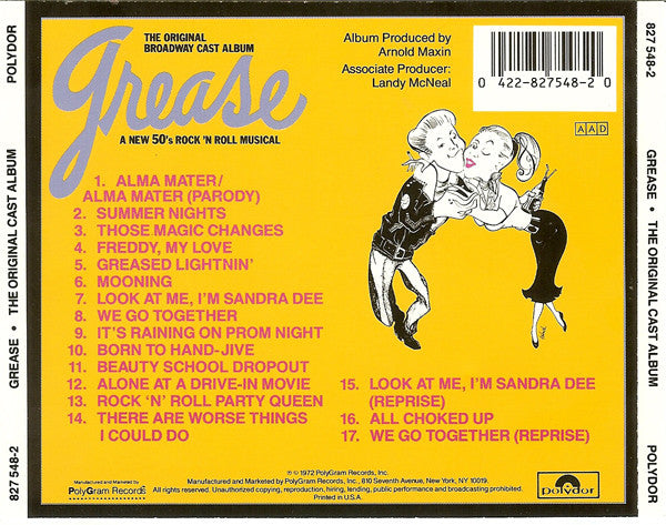 CD Grease -  The Original Broadway Cast Album