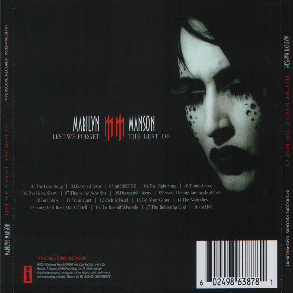 CD Marilyn Manson - Lest We Forget The Best Of Marilyn Manson