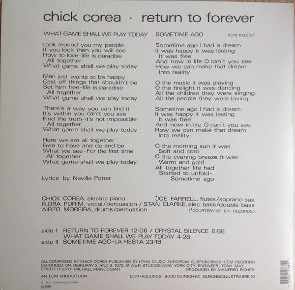 LP Chick Corea ‎– Return To Forever