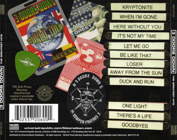 CD 3 Doors Down ‎– The Greatest Hits