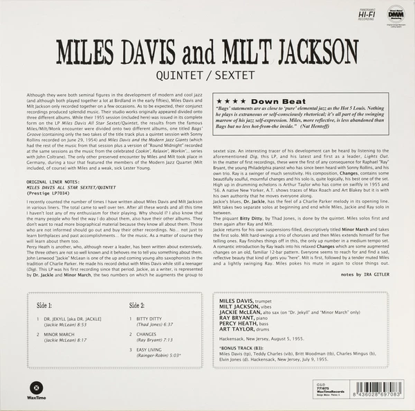 LP Miles Davis And Milt Jackson - Quintet / Sextet
