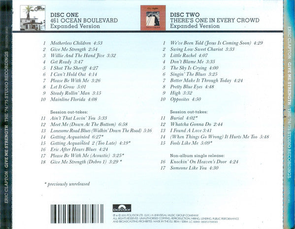 CD x 2 Eric Clapton ‎– Give Me Strength (The '74/'75 Studio Recordings)
