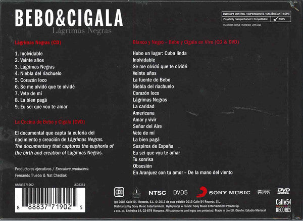 CD + DVD X2 Bebo & Cigala ‎– Lágrimas Negras (10º Aniversario)