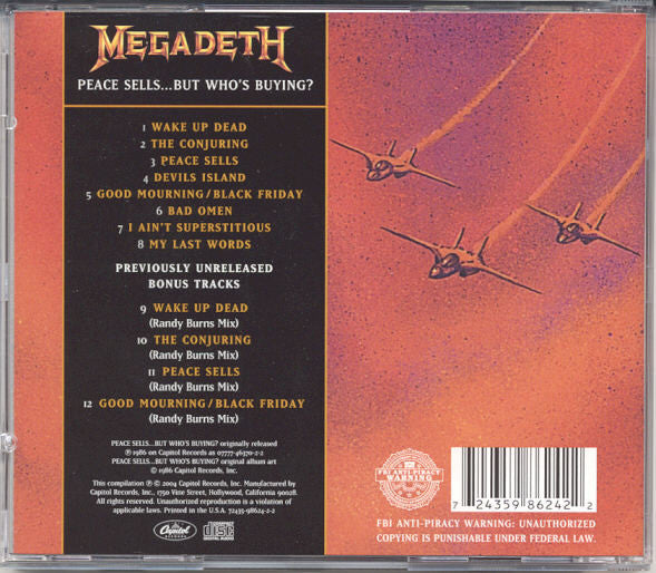 CD Megadeth ‎– Peace Sells... But Who's Buying?