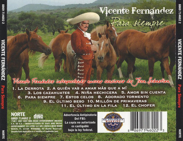 CD Vicente Fernandez ‎– Para Siempre