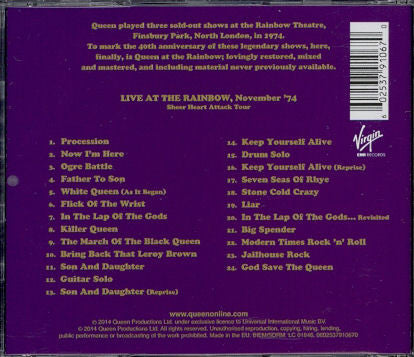 CD Queen ‎– Live At The Rainbow '74