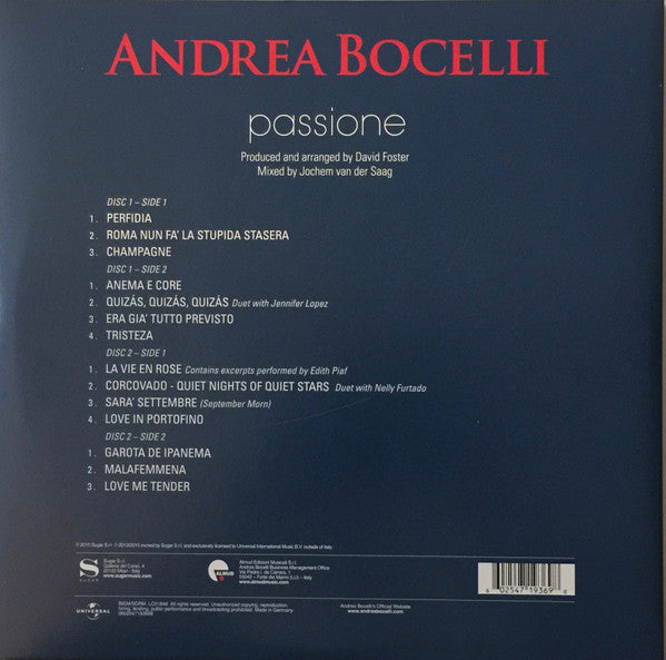 LP X2 Andrea Bocelli ‎– Passione
