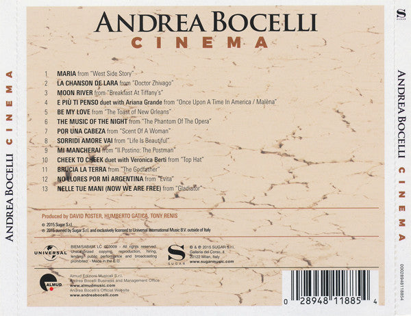CD Andrea Bocelli ‎– Cinema