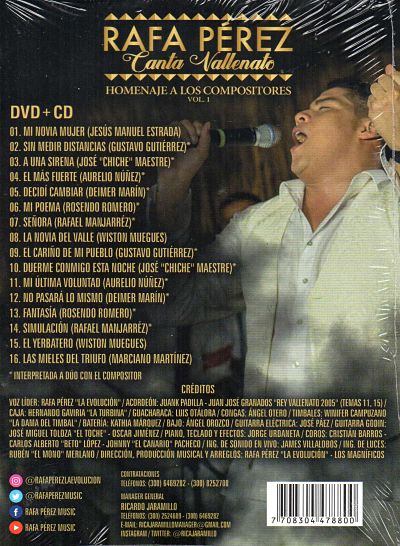 RAFA PÉREZ CANTA VALLENATO - HOMENAJE A LOS  COMPOSITORES VOL 1. / CD + DVD