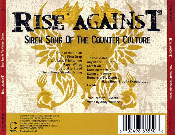 CD Rise Against ‎– Siren Song Of The Counter Culture