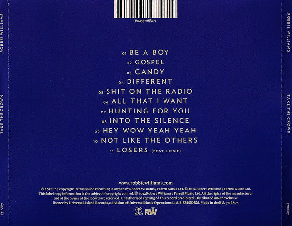 CD Robbie Williams ‎– Take The Crown