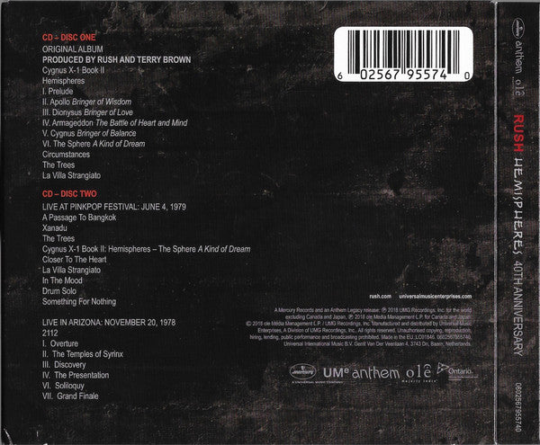 CDX2 Rush ‎– Hemispheres 40th Anniversary
