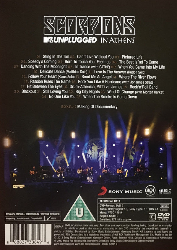 DVD Scorpions ‎– MTV Unplugged In Athens