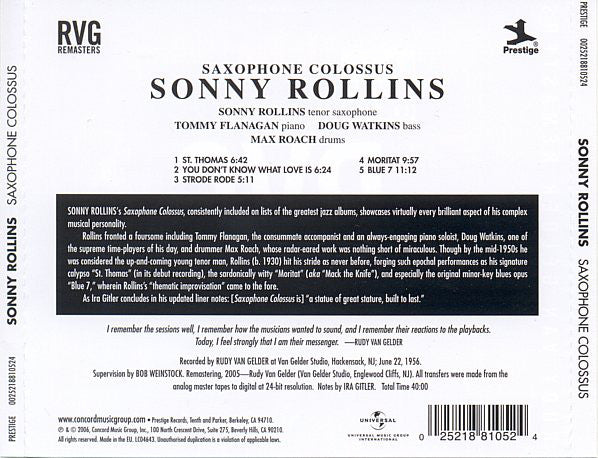 CD Sonny Rollins – Saxophone Colossus