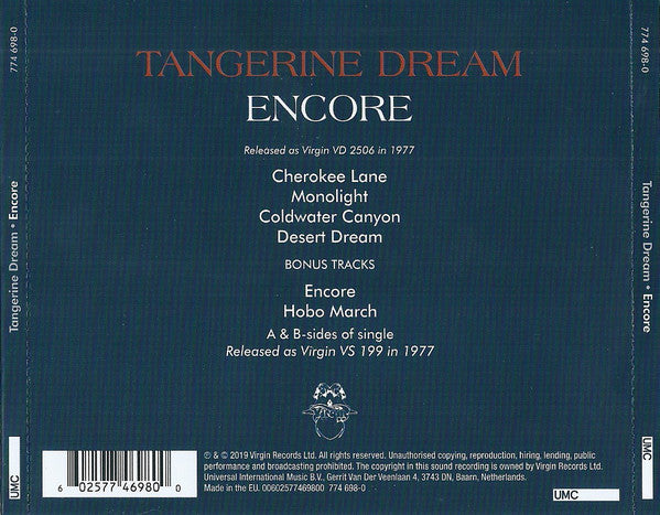 CD Tangerine Dream – Encore