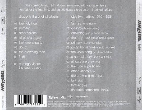 CD x2 The Cure ‎– Faith
