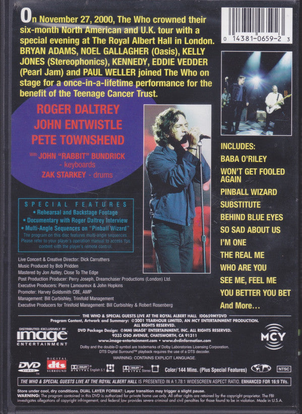 DVD The Who & Various ‎– Live At The Royal Albert Hall