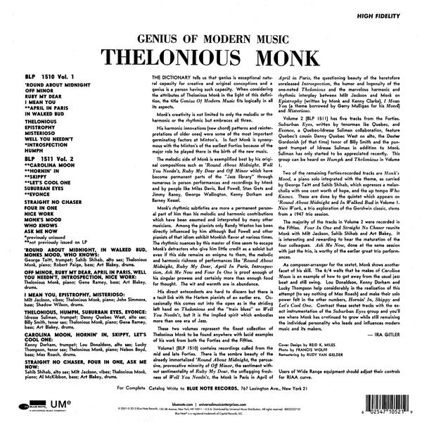 LP Thelonious Monk ‎– Genius Of Modern Music Volume 2