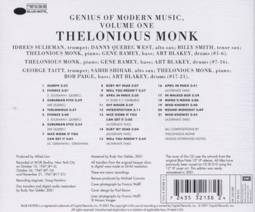 CD Thelonious Monk ‎– Genius Of Modern Music Volume One